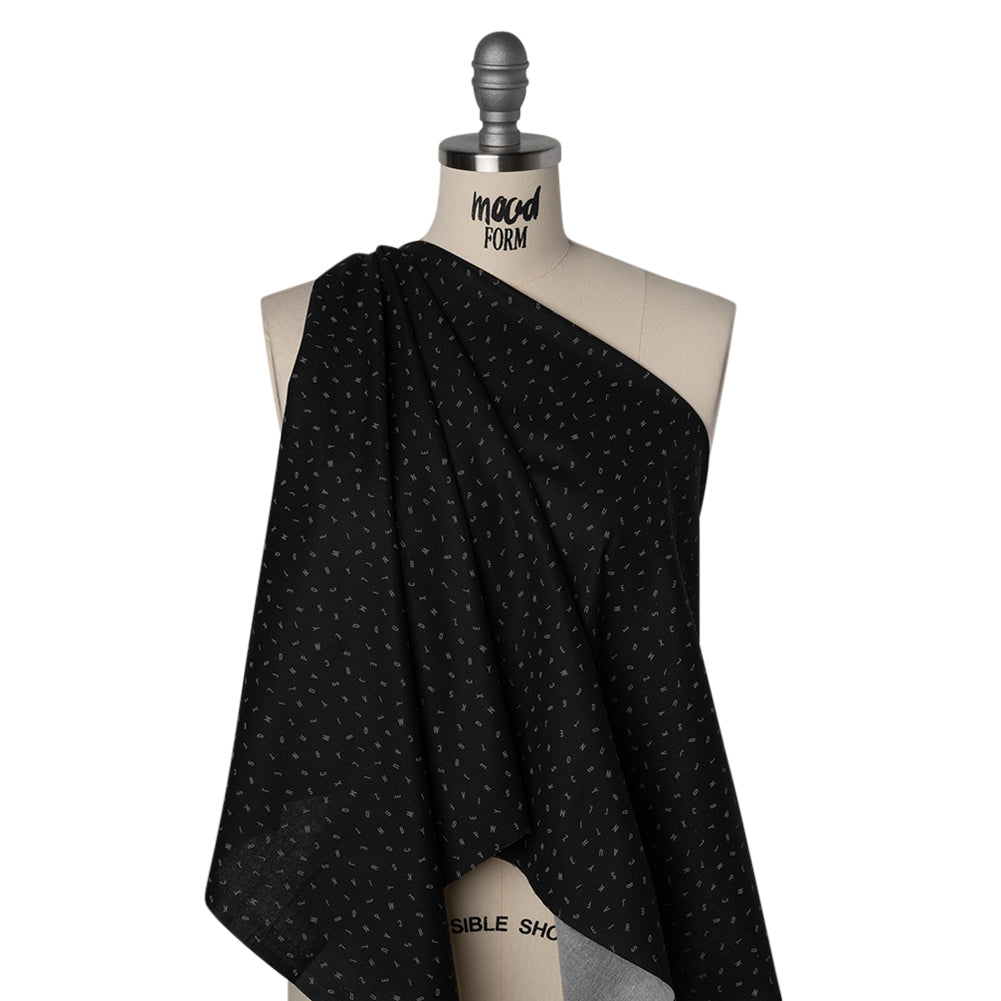 Printed Quilting Cotton by Ghazal Razavi for FIGO Studio - Black and Gray Jumbled Letters - Dusk Collection