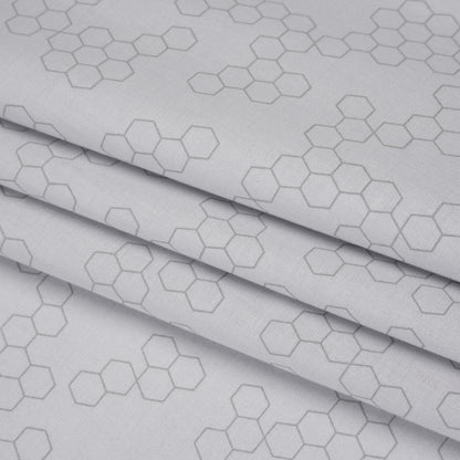 Printed Quilting Cotton by Ghazal Razavi for FIGO Studio - Gray on Gray Hexies - Dewfall Collection
