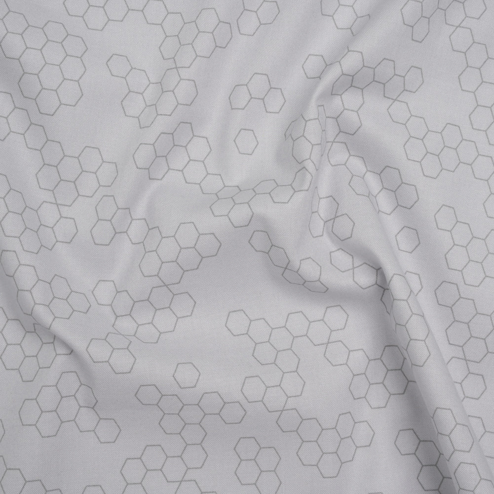 Printed Quilting Cotton by Ghazal Razavi for FIGO Studio - Gray on Gray Hexies - Dewfall Collection