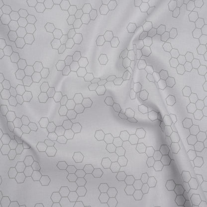 Printed Quilting Cotton by Ghazal Razavi for FIGO Studio - Gray on Gray Hexies - Dewfall Collection