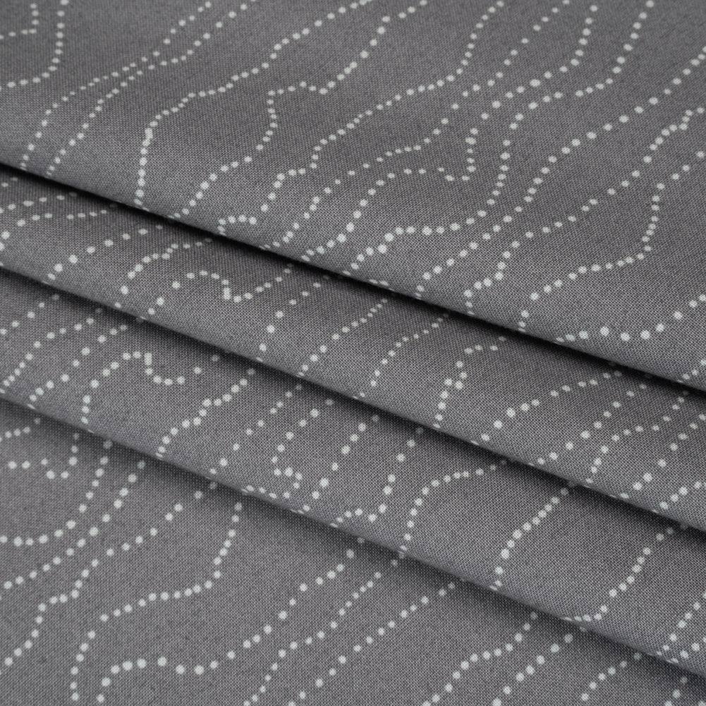 Printed Quilting Cotton by Ghazal Razavi for FIGO Studio - Gray and White Strings - Dewfall Collection