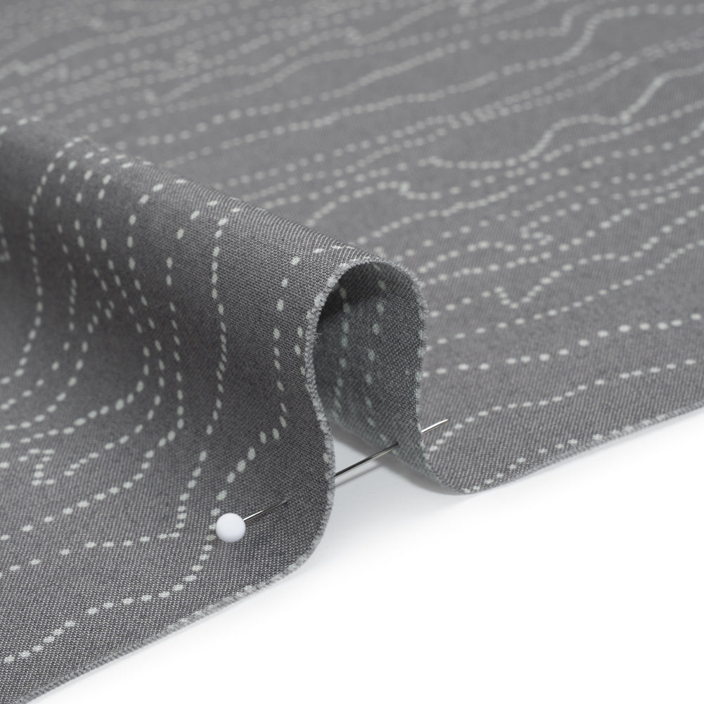 Printed Quilting Cotton by Ghazal Razavi for FIGO Studio - Gray and White Strings - Dewfall Collection