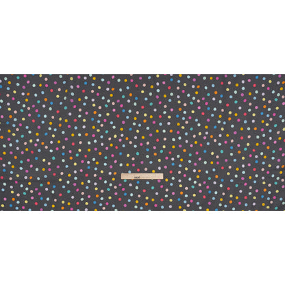 Printed Quilting Cotton by Ghazal Razavi for FIGO Studio - Gray and Rainbow Pom Poms - Dewfall Collection