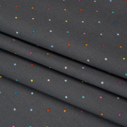 Printed Quilting Cotton by Ghazal Razavi for FIGO Studio - Gray and Rainbow Ditsy Dots - Dewfall Collection