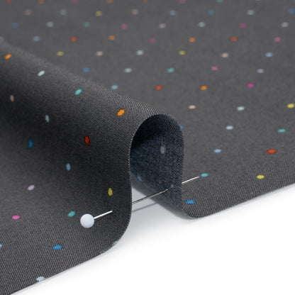 Printed Quilting Cotton by Ghazal Razavi for FIGO Studio - Gray and Rainbow Ditsy Dots - Dewfall Collection
