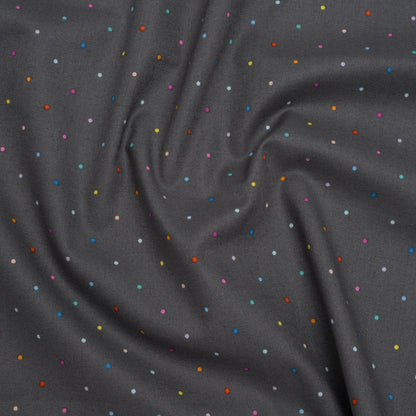 Printed Quilting Cotton by Ghazal Razavi for FIGO Studio - Gray and Rainbow Ditsy Dots - Dewfall Collection