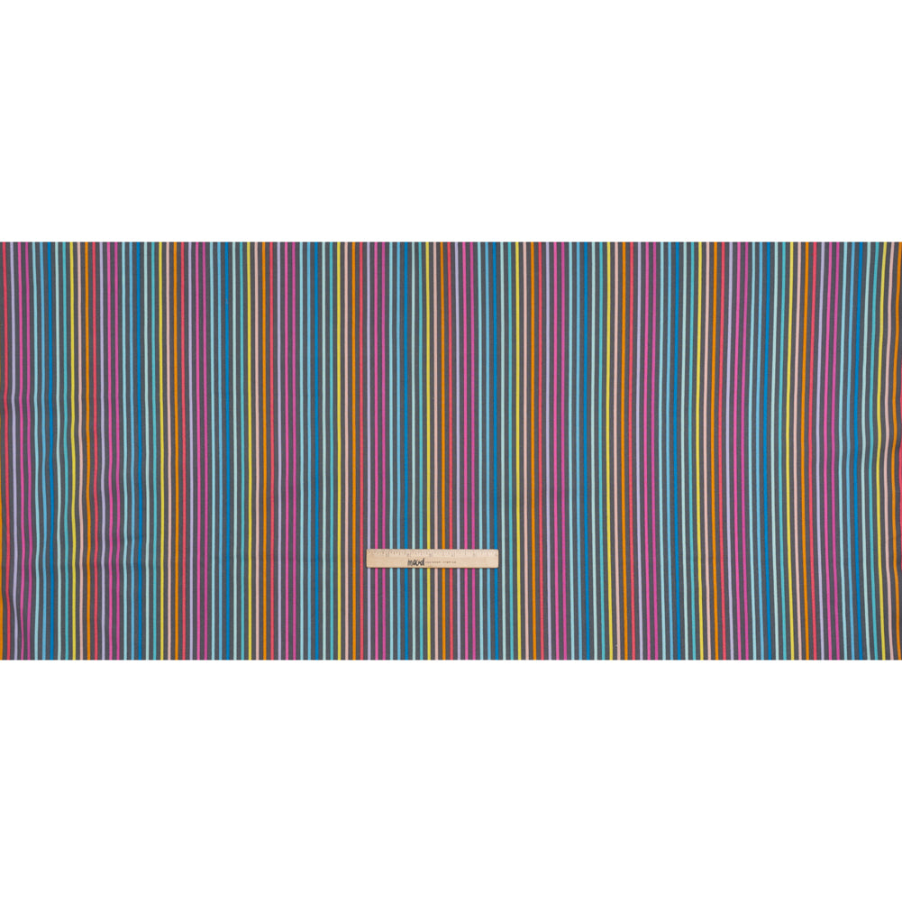 Printed Quilting Cotton by Ghazal Razavi for FIGO Studio - Gray and Rainbow Stripes - Dewfall Collection
