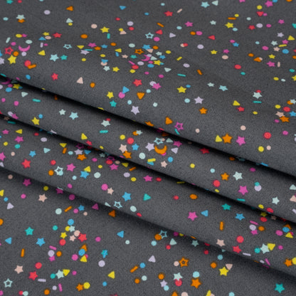 Printed Quilting Cotton by Ghazal Razavi for FIGO Studio - Gray and Rainbow Sprinkles - Dewfall Collection