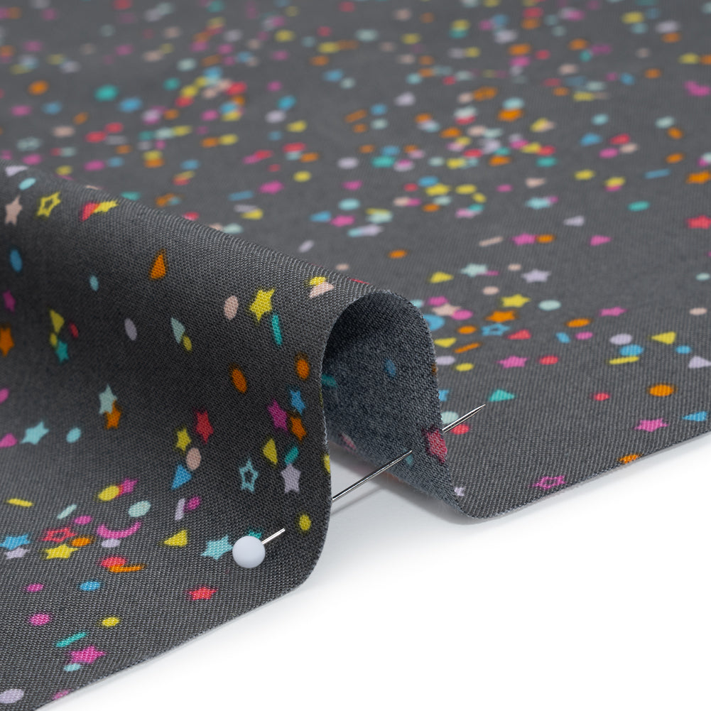 Printed Quilting Cotton by Ghazal Razavi for FIGO Studio - Gray and Rainbow Sprinkles - Dewfall Collection