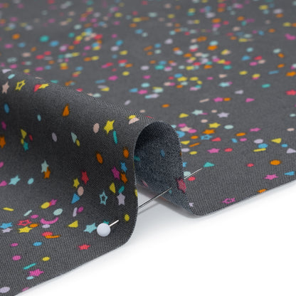 Printed Quilting Cotton by Ghazal Razavi for FIGO Studio - Gray and Rainbow Sprinkles - Dewfall Collection
