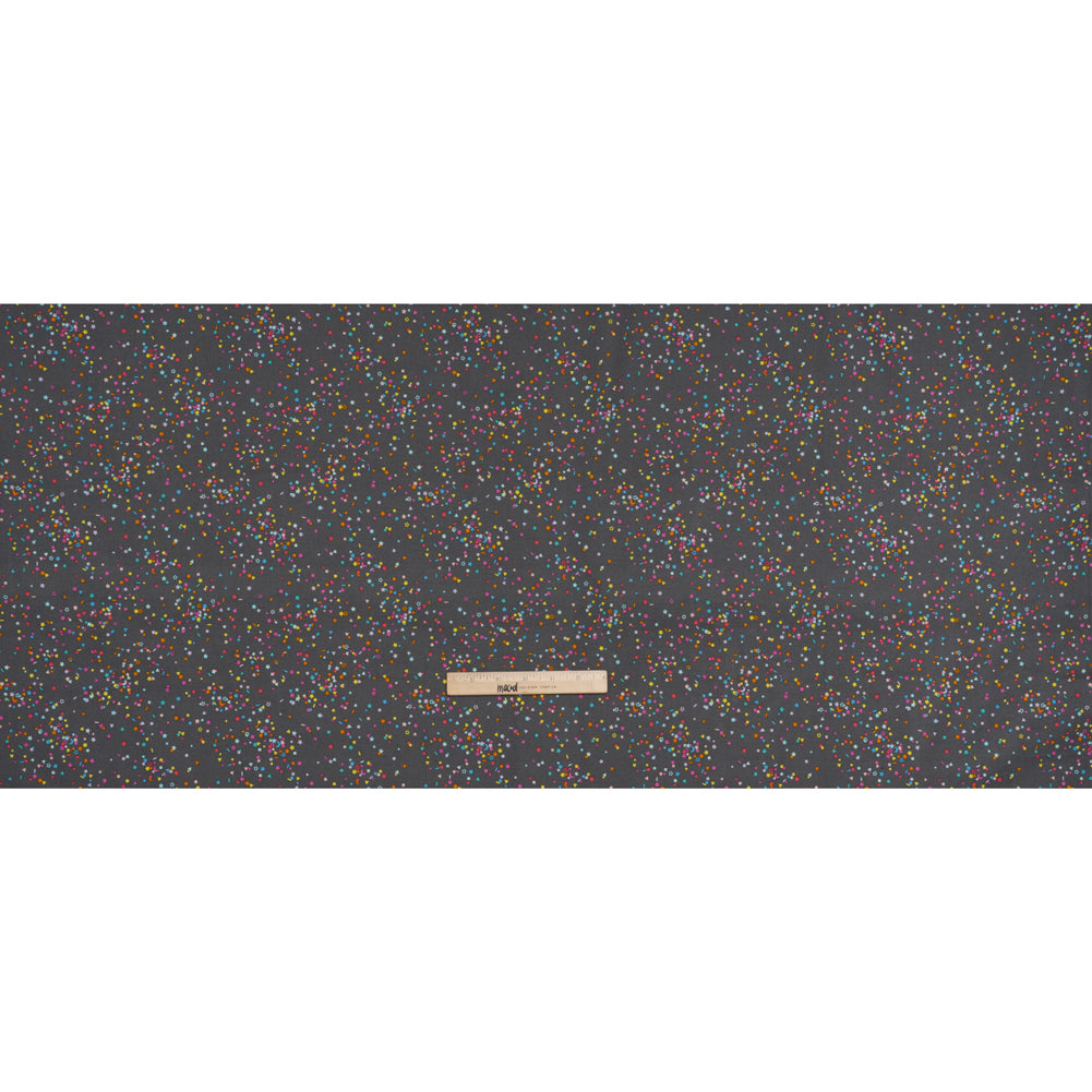 Printed Quilting Cotton by Ghazal Razavi for FIGO Studio - Gray and Rainbow Sprinkles - Dewfall Collection