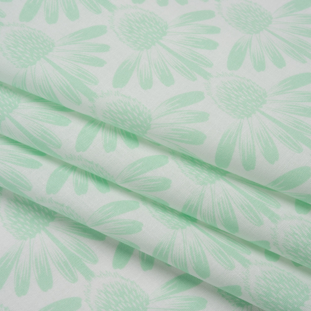 Printed Quilting Cotton by Anna Maria Textiles for Northcott - Mint Coneflower Floral - Indelible Soft Collection