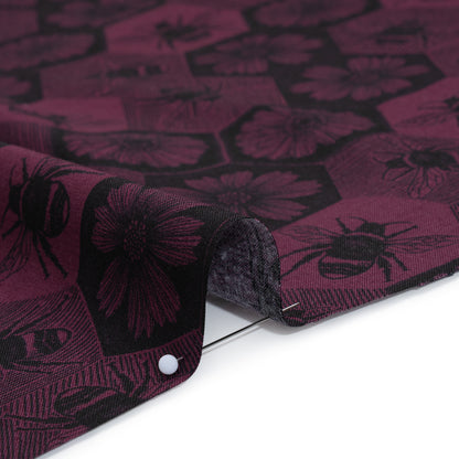 Printed Quilting Cotton by Anna Maria Textiles for Northcott - Mulberry Busy Bees and Floral Honeycomb - Indelible Ink Collection