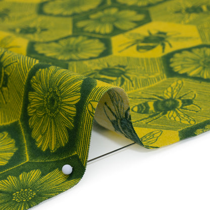 Printed Quilting Cotton by Anna Maria Textiles for Northcott - Citrus Busy Bees and Floral Honeycomb - Indelible Ink Collection