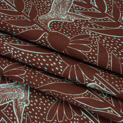 Printed Quilting Cotton by Anna Maria Textiles for Northcott - Patina Hummingbirds and Coneflowers - Indelible Ink Collection