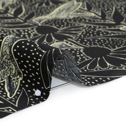 Printed Quilting Cotton by Anna Maria Textiles for Northcott - Black Hummingbirds and Coneflowers - Indelible Ink Collection