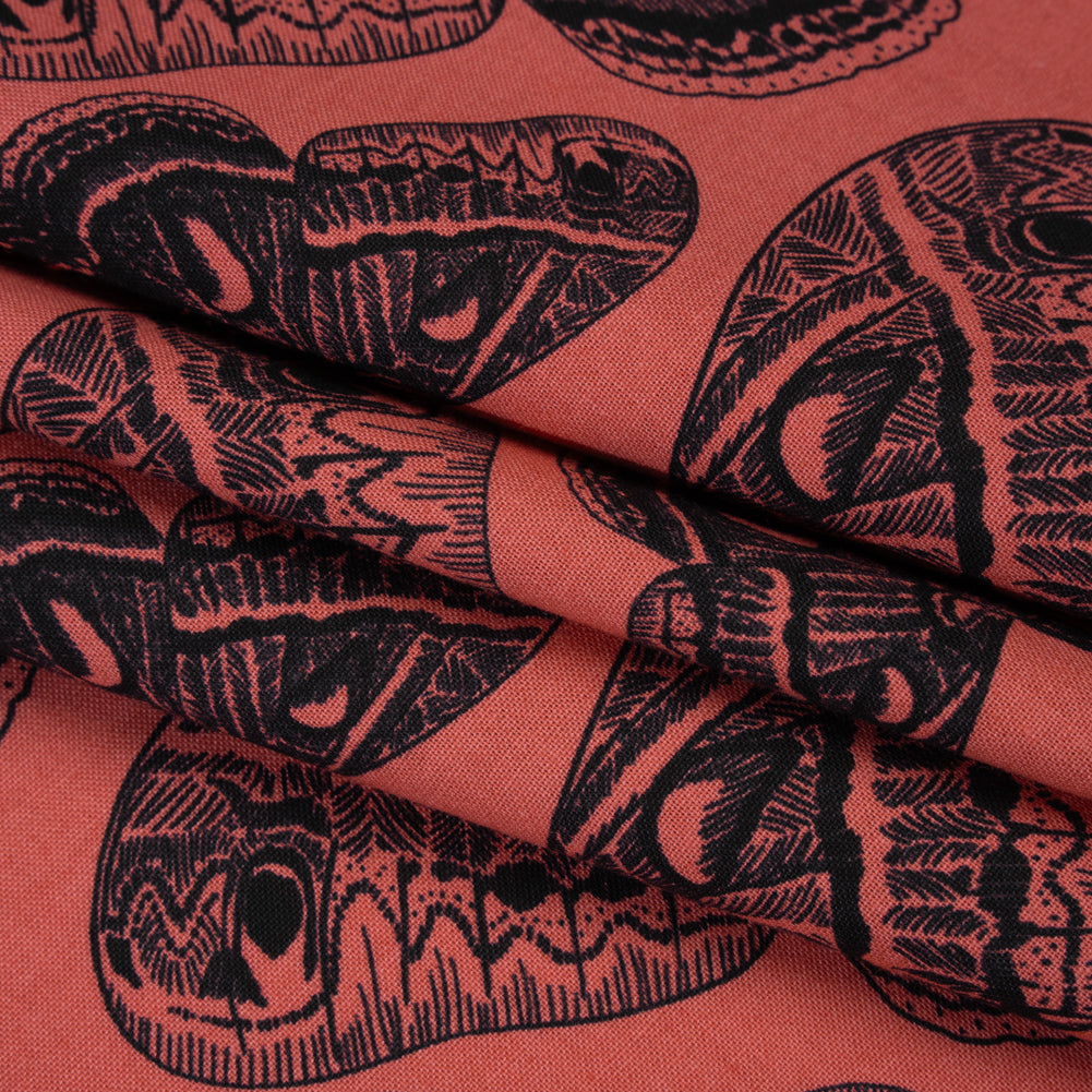Printed Quilting Cotton by Anna Maria Textiles for Northcott - Guava Cecropia Moths - Indelible Ink Collection