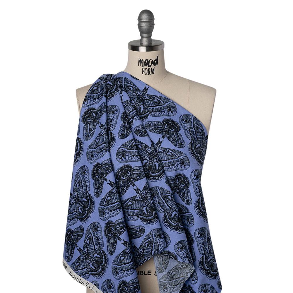 Printed Quilting Cotton by Anna Maria Textiles for Northcott - Cerulean Cecropia Moths - Indelible Ink Collection