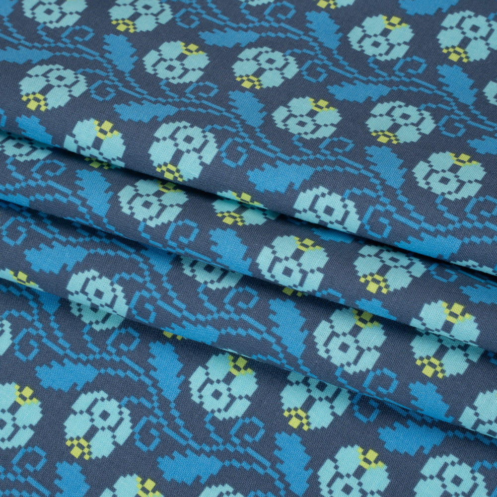 Printed Quilting Cotton by Anna Maria Textiles for Northcott - Dusk Curled Vine Floral - Heiress Collection - Folded
