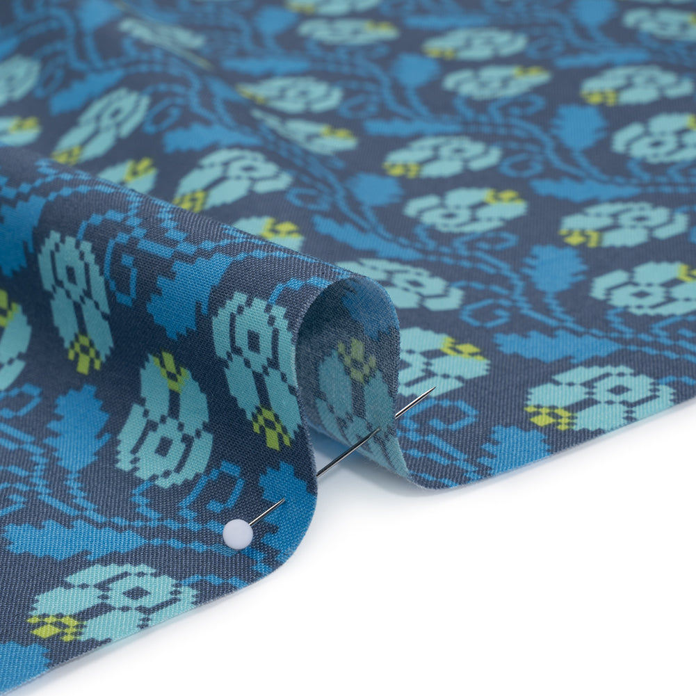 Printed Quilting Cotton by Anna Maria Textiles for Northcott - Dusk Curled Vine Floral - Heiress Collection - Detail