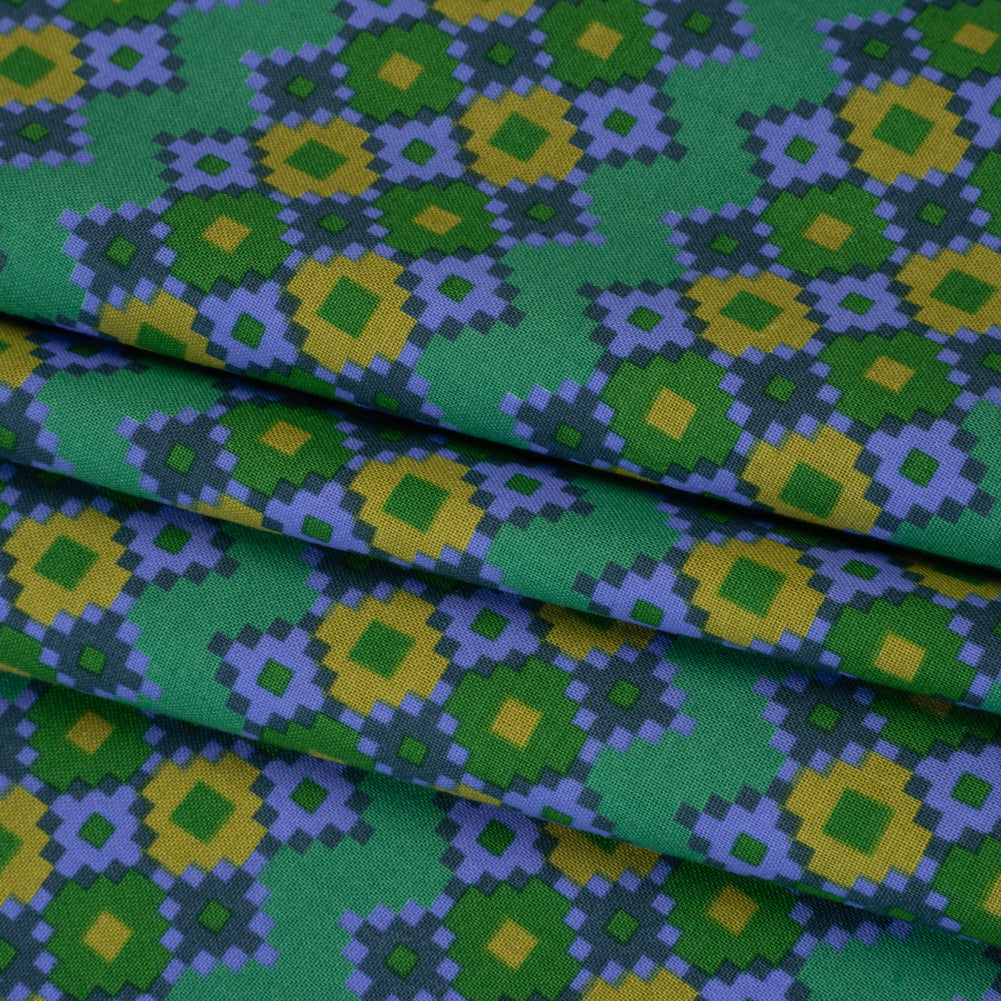 Printed Quilting Cotton by Anna Maria Textiles for Northcott - Sea Interwoven Geometric Stripes - Heiress Collection