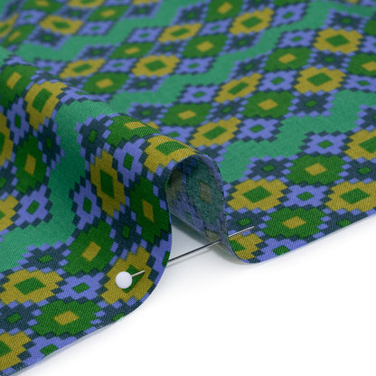 Printed Quilting Cotton by Anna Maria Textiles for Northcott - Sea Interwoven Geometric Stripes - Heiress Collection