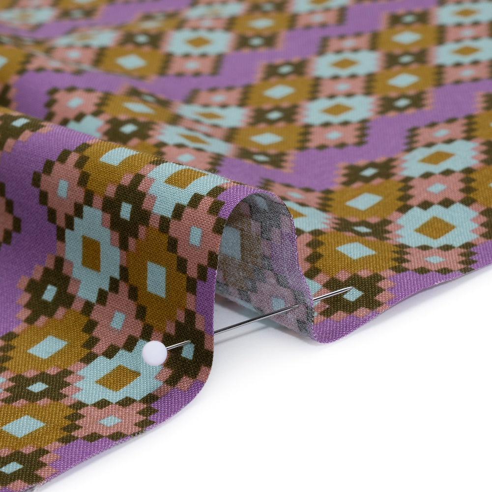 Printed Quilting Cotton by Anna Maria Textiles for Northcott - Sunset Interwoven Geometric Stripes - Heiress Collection