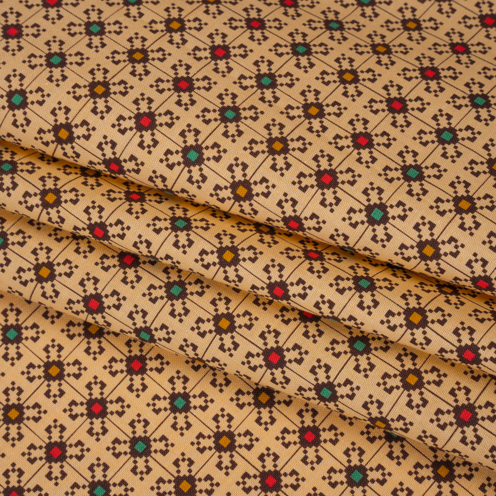 Printed Quilting Cotton by Anna Maria Textiles for Northcott - Palace Jeweled Floral Grid - Heiress Collection