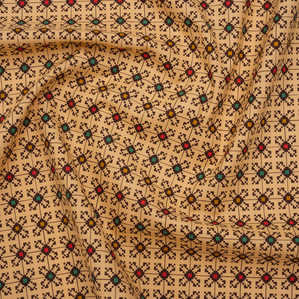 Printed Quilting Cotton by Anna Maria Textiles for Northcott - Palace Jeweled Floral Grid - Heiress Collection