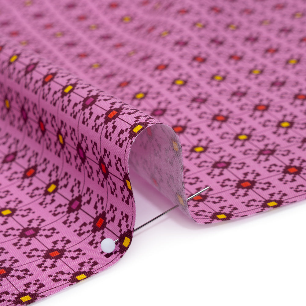 Printed Quilting Cotton by Anna Maria Textiles for Northcott - Candy Jeweled Floral Grid - Heiress Collection