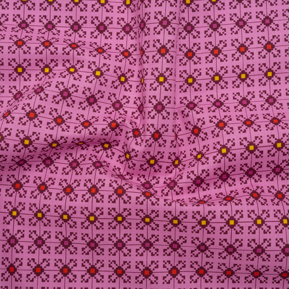 Printed Quilting Cotton by Anna Maria Textiles for Northcott - Candy Jeweled Floral Grid - Heiress Collection