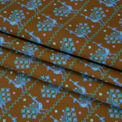 Printed Quilting Cotton by Anna Maria Textiles for Northcott - Bark Peacocks - Heiress Collection