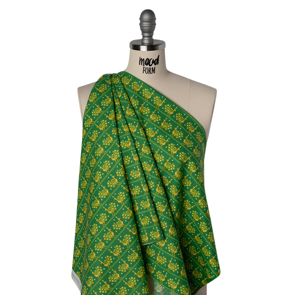 Printed Quilting Cotton by Anna Maria Textiles for Northcott - Grass Peacocks - Heiress Collection