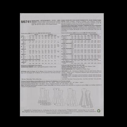 McCall's A-Line Dress Pattern M6741 Size B5 Detail