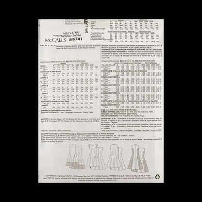 McCall's A-Line Dress Pattern M6741 Size RR Detail