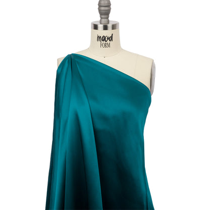 Charmeuse de seda de 44 pulgadas - Azul turquesa intenso - Colección Premium