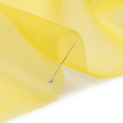 Organza de seda de 44 pulgadas - Amarillo mantequilla - Colección Premium