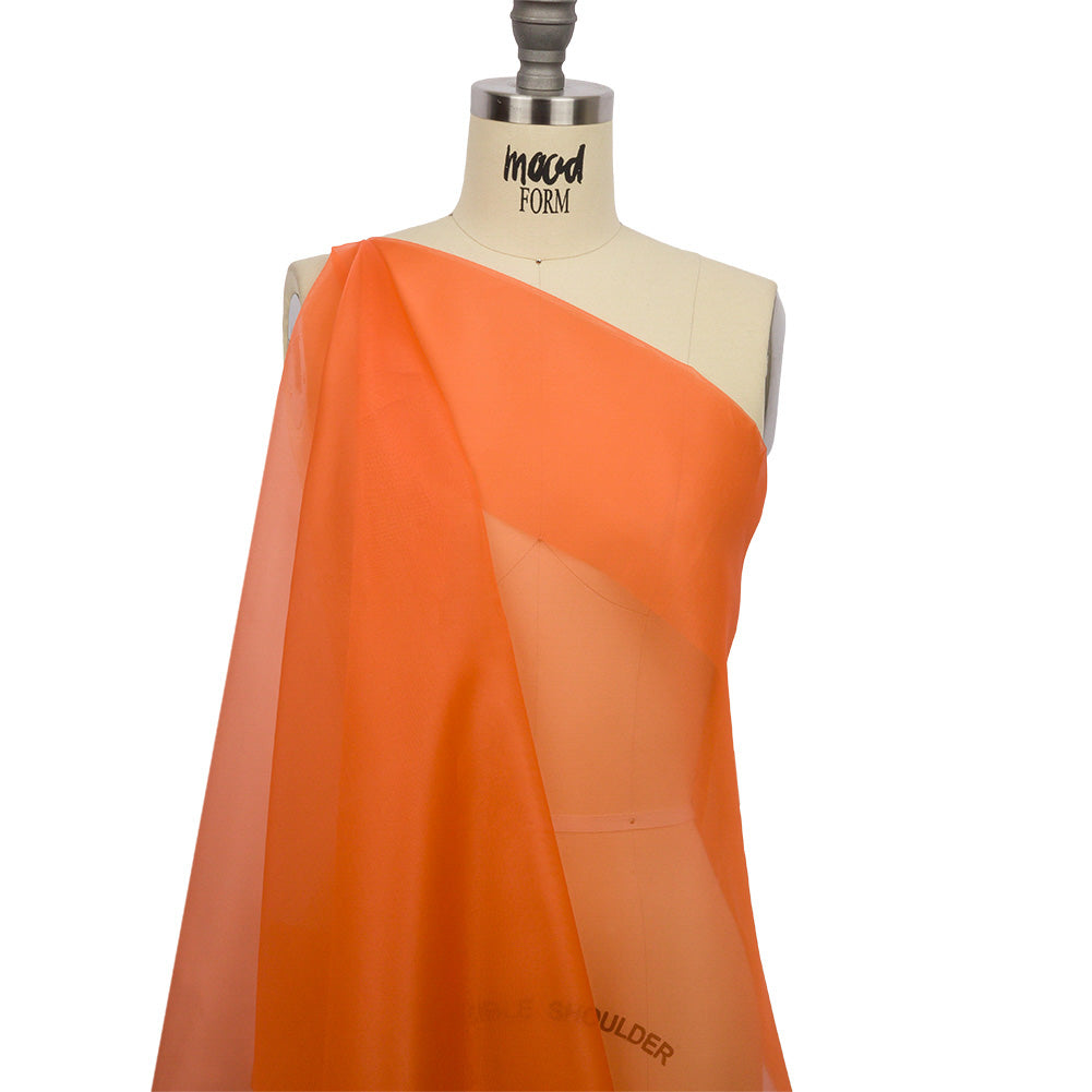 Organza de seda de 44 pulgadas - Naranja quemado - Colección Premium