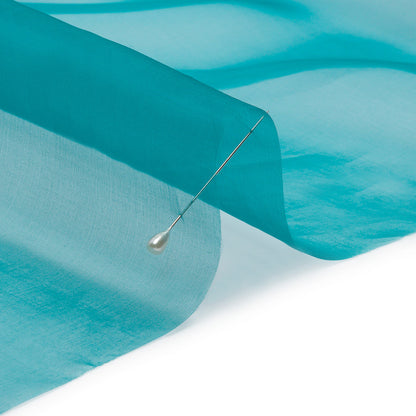 Organza de seda de 112 cm (44 pulgadas) - Verde azulado intenso - Colección Premium