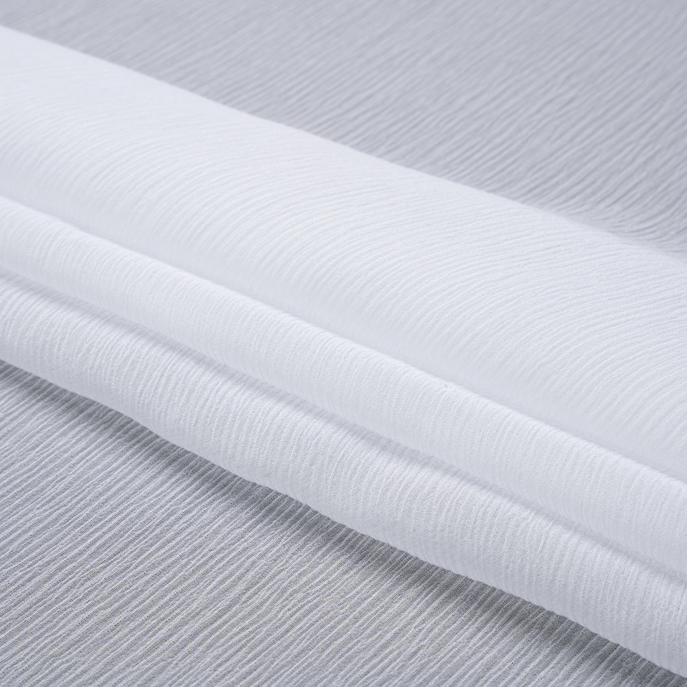 Crinkled Silk Chiffon - Bright White - Premium Collection