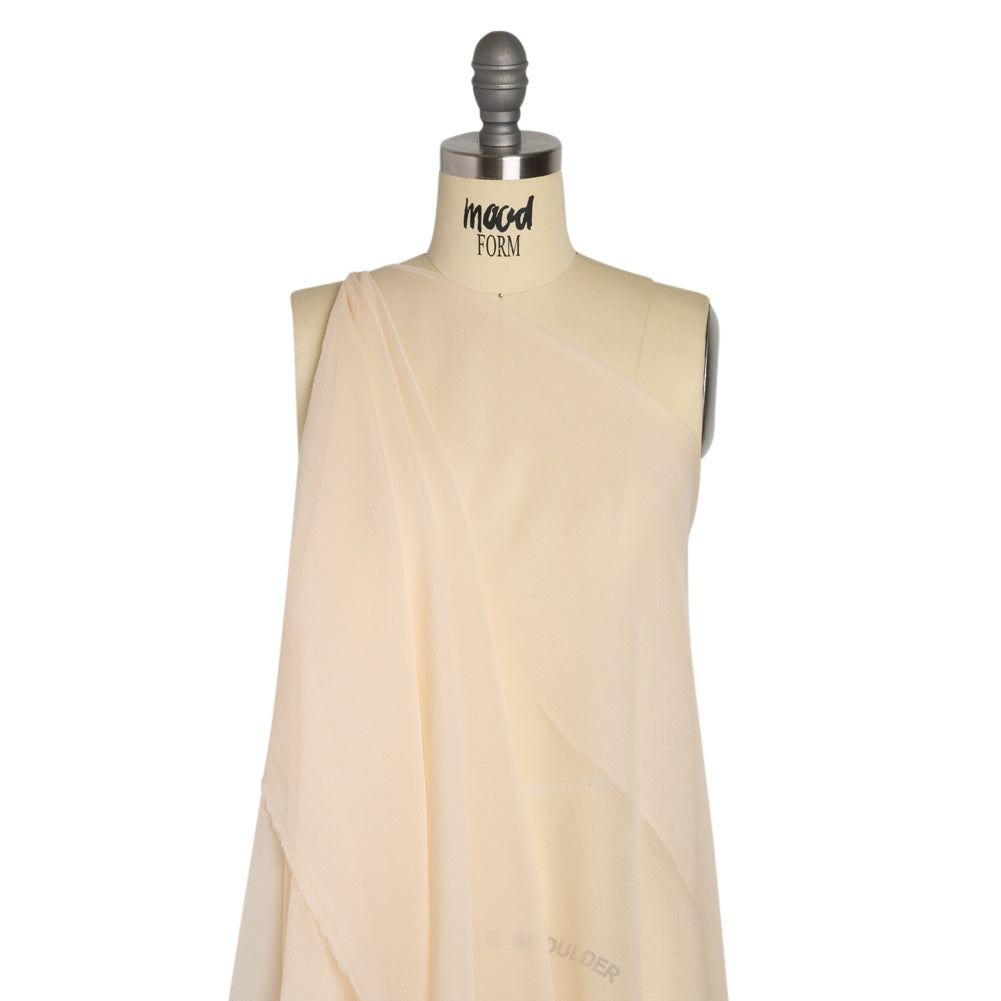 Crinkled Silk Chiffon - Cream Pink - Premium Collection