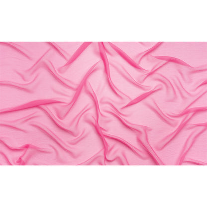 Crinkled Silk Chiffon - Carmine Rose - Premium Collection