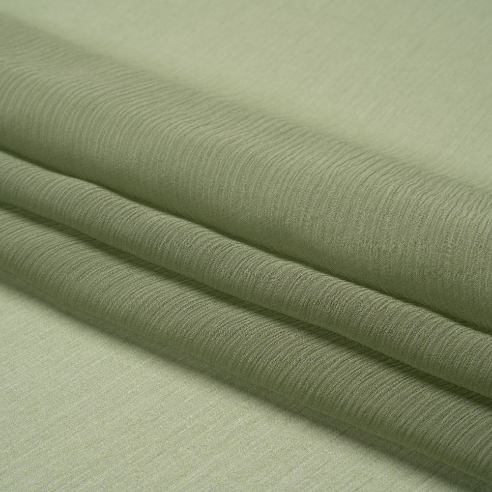 Crinkled Silk Chiffon - Oil Green - Premium Collection