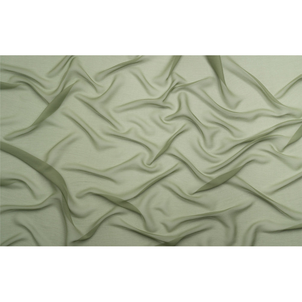 Crinkled Silk Chiffon - Oil Green - Premium Collection