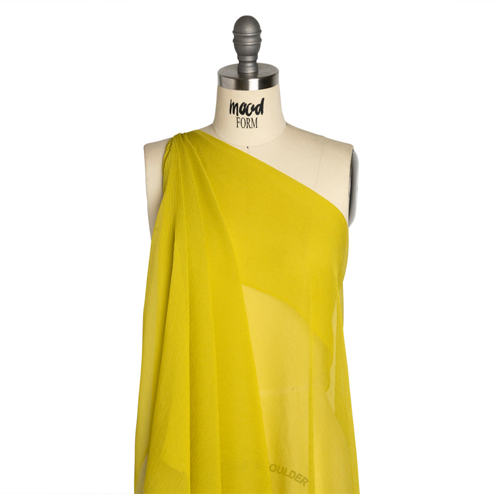 Crinkled Silk Chiffon - Warm Olive - Premium Collection