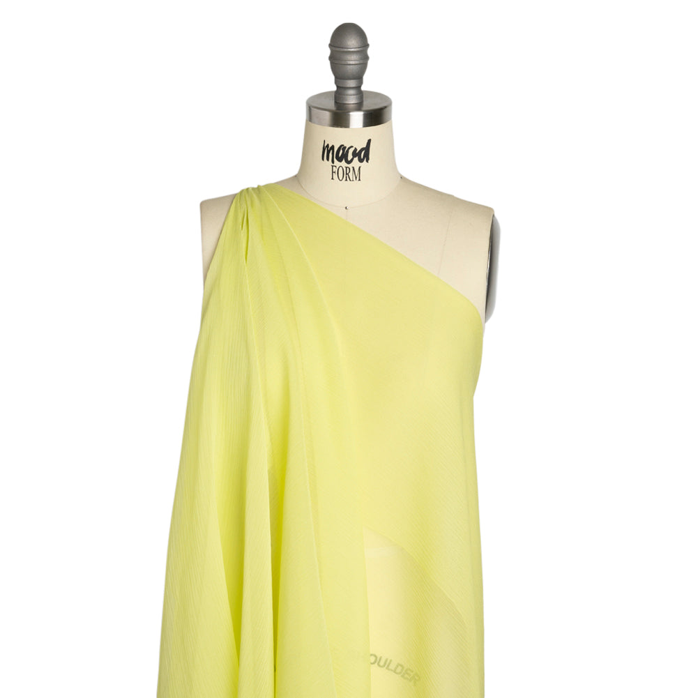 Crinkled Silk Chiffon - Sunny Lime - Premium Collection