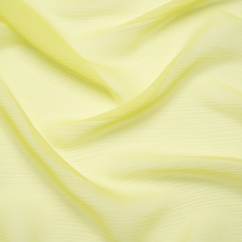 Crinkled Silk Chiffon - Sunny Lime - Premium Collection