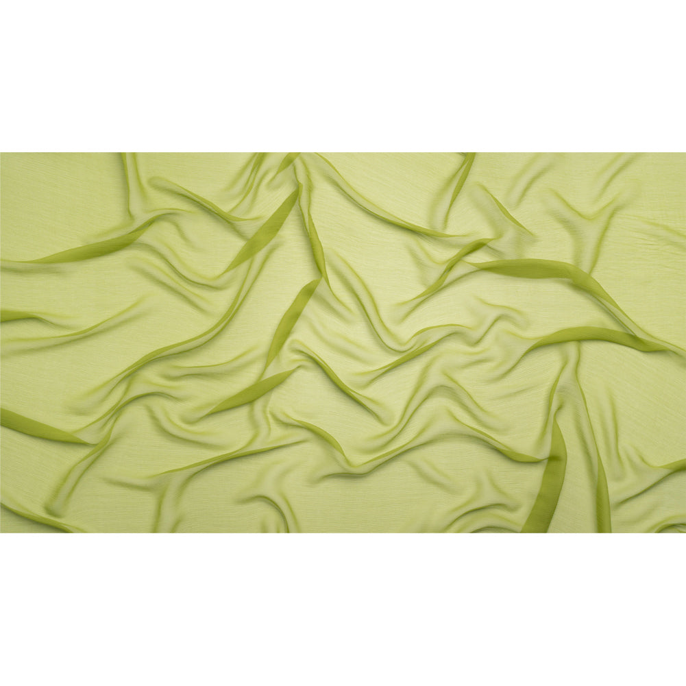 Crinkled Silk Chiffon - Peridot Green - Premium Collection