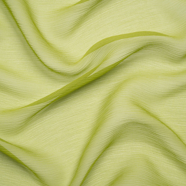 Crinkled Silk Chiffon - Peridot Green - Premium Collection