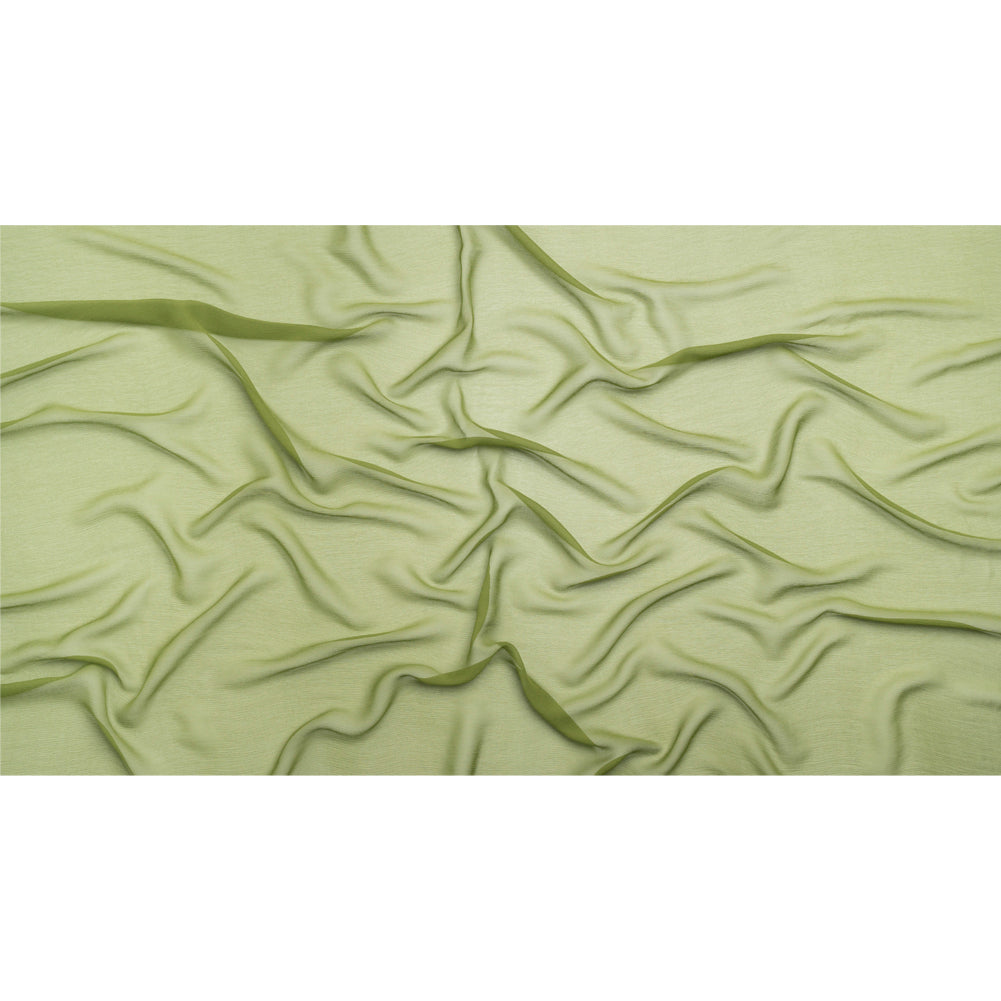 Crinkled Silk Chiffon - Pesto Green - Premium Collection